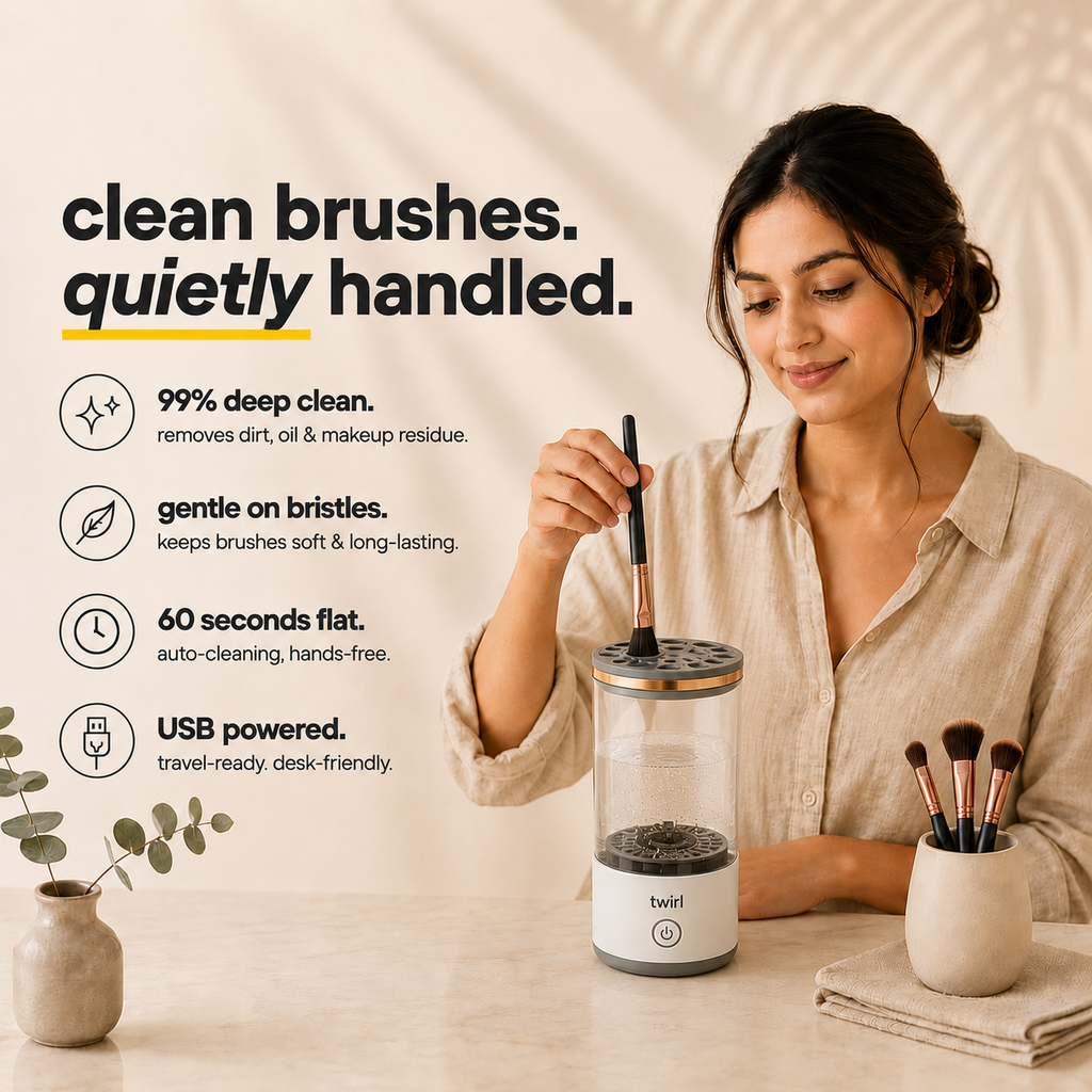 Happy Otter Twirl automatic makeup brush cleaning device