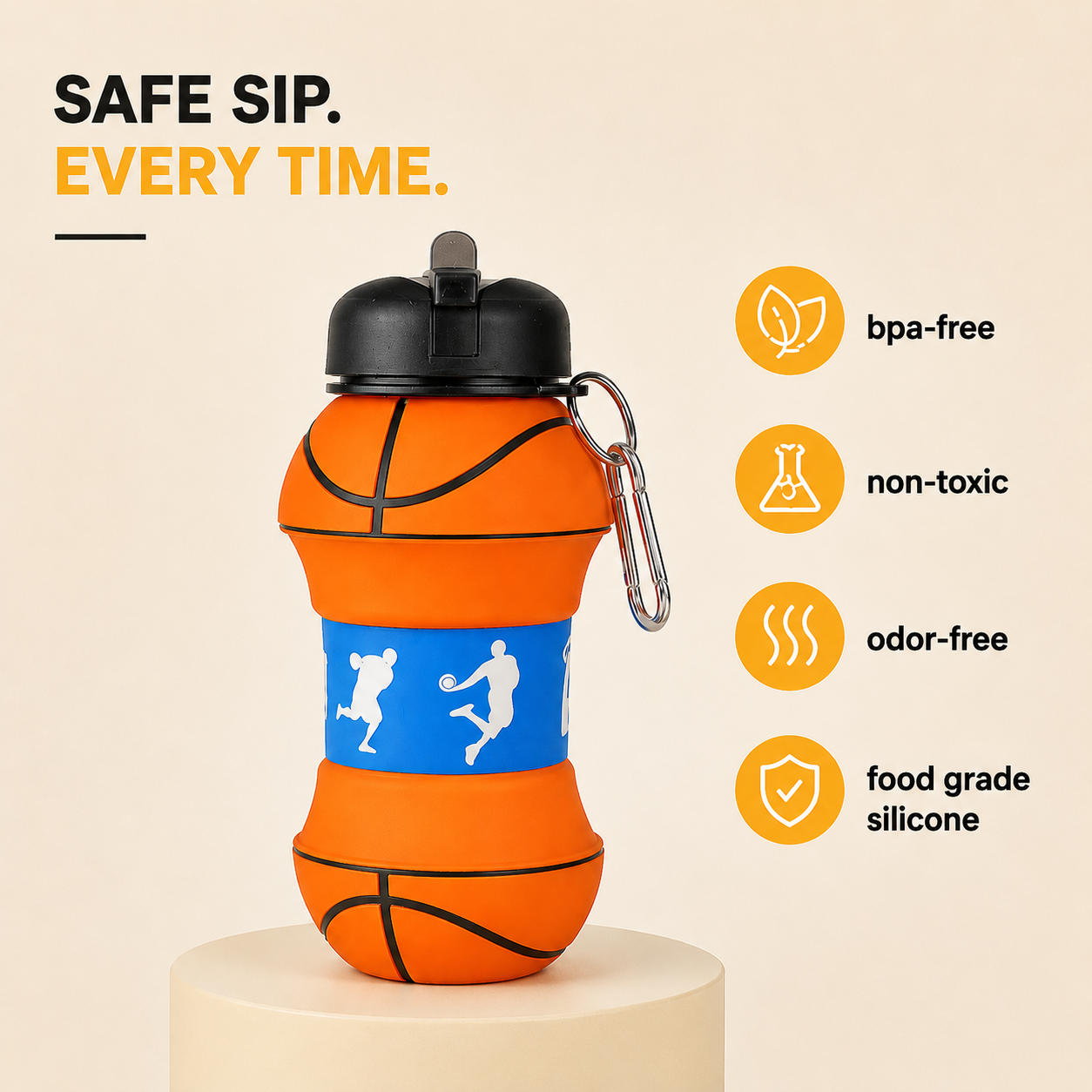 Dunc BPA-free food-grade silicone water bottle