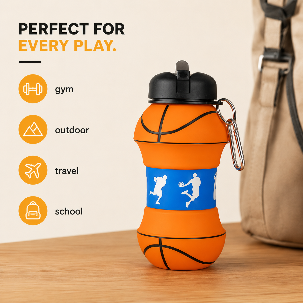 Dunc collapsible bottle for gym, travel and sports