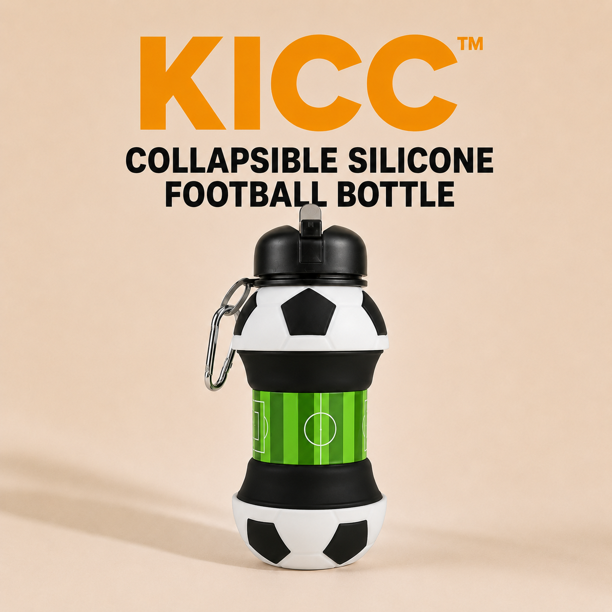 Kicc collapsible silicone water bottle in football design